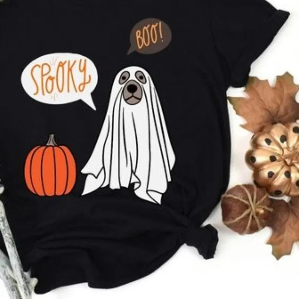 Сute Ghost Dog TShirt, Ghost Dog Tee, Dog Lovers Shirt, Halloween Shirt - Picture 2 of 3